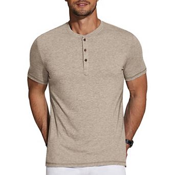 COOFANDY Men's Short Sleeve Henley Shirts Basic Tee Summer Solid T Shirts Button Henley