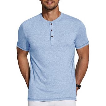 COOFANDY Men's Short Sleeve Henley Shirts Basic Tee Summer Solid T Shirts Button Henley
