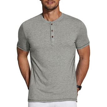 COOFANDY Men's Short Sleeve Henley Shirts Basic Tee Summer Solid T Shirts Button Henley