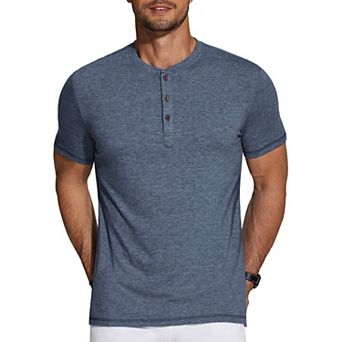 COOFANDY Men's Short Sleeve Henley Shirts Basic Tee Summer Solid T Shirts Button Henley