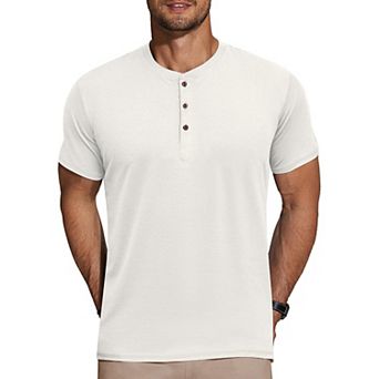 COOFANDY Men's Short Sleeve Henley Shirts Basic Tee Summer Solid T Shirts Button Henley