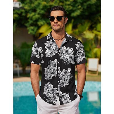 COOFANDY Mens Hawaiian Shirts Short Sleeve Button Down Aloha Shirt Casual Beach Clothes
