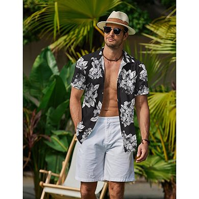 COOFANDY Mens Hawaiian Shirts Short Sleeve Button Down Aloha Shirt Casual Beach Clothes