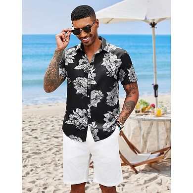 COOFANDY Mens Hawaiian Shirts Short Sleeve Button Down Aloha Shirt Casual Beach Clothes