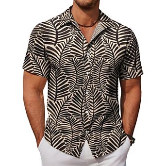 COOFANDY Mens Hawaiian Shirts Short Sleeve Button Down Aloha Shirt Casual Beach Clothes