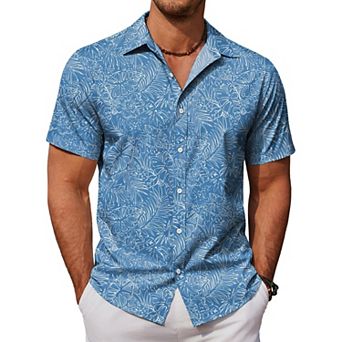 COOFANDY Mens Hawaiian Shirts Short Sleeve Button Down Aloha Shirt Casual Beach Clothes