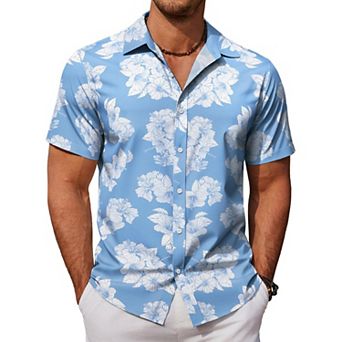 COOFANDY Mens Hawaiian Shirts Short Sleeve Button Down Aloha Shirt Casual Beach Clothes