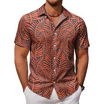 COOFANDY Mens Hawaiian Shirts Short Sleeve Button Down Aloha Shirt Casual Beach Clothes
