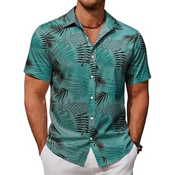 COOFANDY Mens Hawaiian Shirts Short Sleeve Button Down Aloha Shirt Casual Beach Clothes