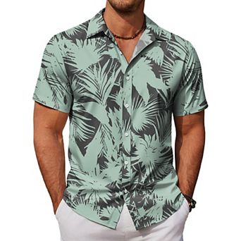 COOFANDY Mens Hawaiian Shirts Short Sleeve Button Down Aloha Shirt Casual Beach Clothes