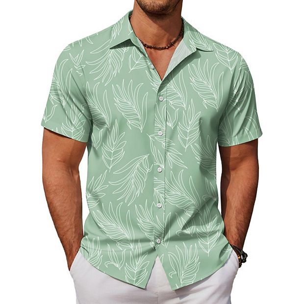 COOFANDY Mens Hawaiian Shirts Short Sleeve Button Down Aloha Shirts Summer Vacation Beach Shirts