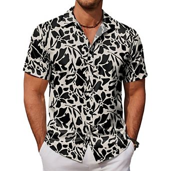 COOFANDY Mens Hawaiian Shirts Short Sleeve Button Down Shirt Casual Beach Clothes