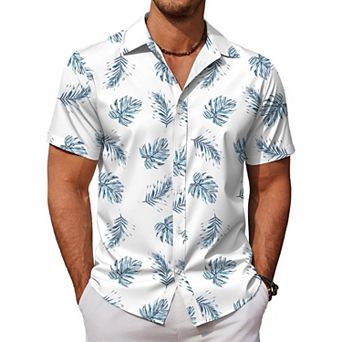COOFANDY Mens Hawaiian Shirts Short Sleeve Button Down Aloha Shirt Casual Beach Clothes