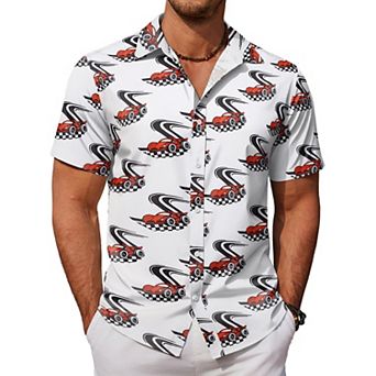 COOFANDY Mens Hawaiian Shirts Short Sleeve Button Down Shirt Casual Beach Clothes
