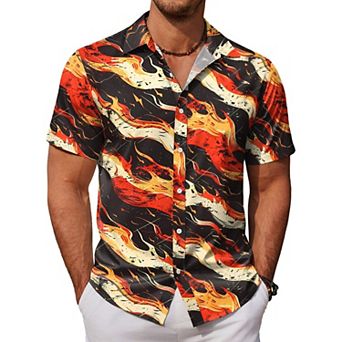 COOFANDY Mens Hawaiian Shirts Short Sleeve Button Down Shirt Casual Beach Clothes