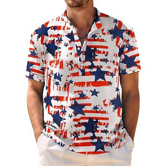 COOFANDY Mens Henley Beach Shirts Short Sleeve Hippie Casual Summer Vacation T-Shirt