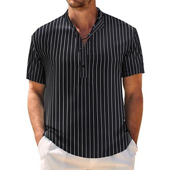COOFANDY Mens Henley Beach Shirts Short Sleeve Hippie Casual Summer Vacation T-Shirt