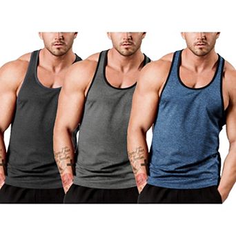 COOFANDY 3 Pack Muscle Tank Tops for Men Sleeveless Workout Gym Shirts Fitness Tee Y-Back T Shirt