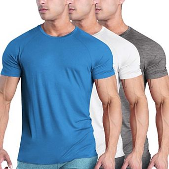 COOFANDY Men's 3 Pack Workout T Shirts Short Sleeve Gym Bodybuilding Muscle Shirts Base Tee Tops