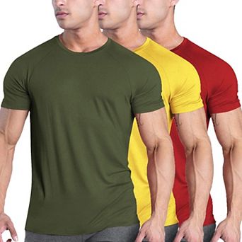 COOFANDY Men's 3 Pack Workout T Shirts Short Sleeve Gym Bodybuilding Muscle Shirts Base Tee Tops
