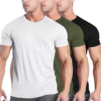 COOFANDY Men's 3 Pack Workout T Shirts Short Sleeve Gym Bodybuilding Muscle Shirts Base Tee Tops