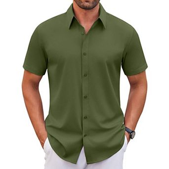 COOFANDY Mens Short Sleeve Button Down Shirts Stretch Wrinkle Free Dress Shirts Business Shirts