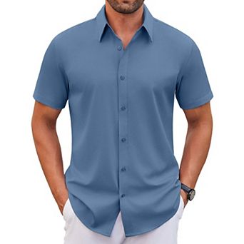 COOFANDY Mens Short Sleeve Button Down Shirts Stretch Wrinkle Free Dress Shirts Business Shirts