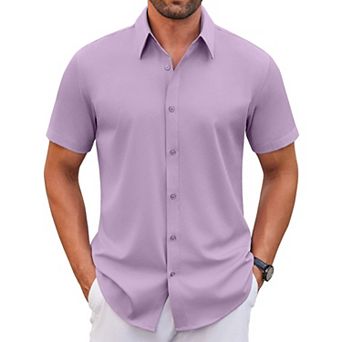 COOFANDY Mens Short Sleeve Button Down Shirts Stretch Wrinkle Free Dress Shirts Business Shirts