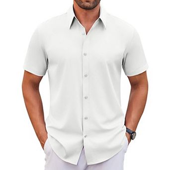 COOFANDY Mens Short Sleeve Button Down Shirts Stretch Wrinkle Free Dress Shirts Business Shirts