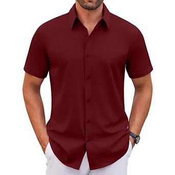 COOFANDY Mens Short Sleeve Button Down Shirts Stretch Wrinkle Free Dress Shirts Business Shirts