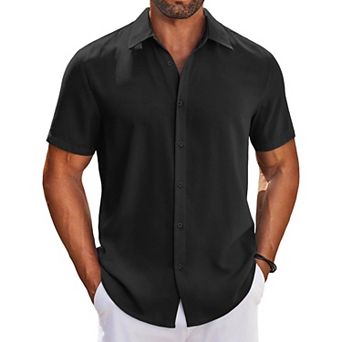 COOFANDY Men's Button Down Shirt Short Sleeve Casual Shirt Untucked Summer Beach Shirts