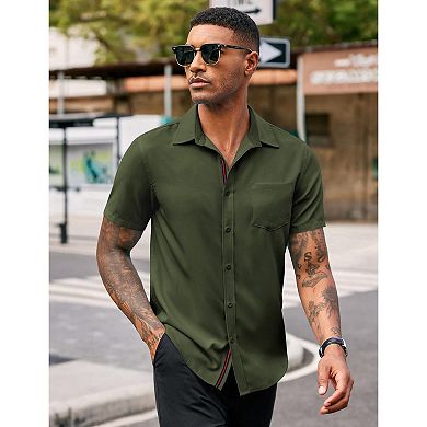 COOFANDY Mens Gold Rose Printed Hipster Slim Fit Dress Shirt