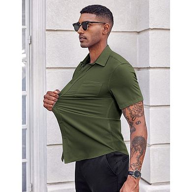 COOFANDY Mens Gold Rose Printed Hipster Slim Fit Dress Shirt