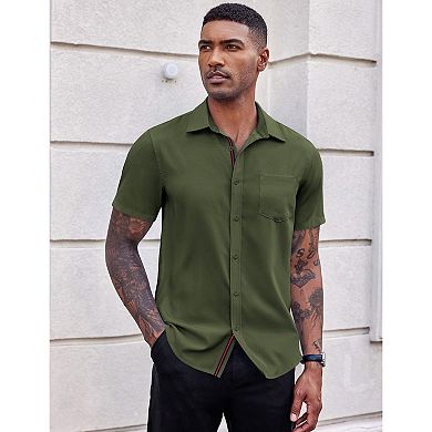 COOFANDY Mens Gold Rose Printed Hipster Slim Fit Dress Shirt