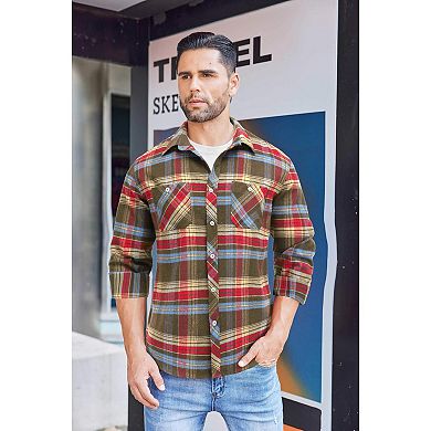 COOFANDY Men's Flannel Plaid Shirts Long Sleeve Casual Button Down Shirt with Pockets