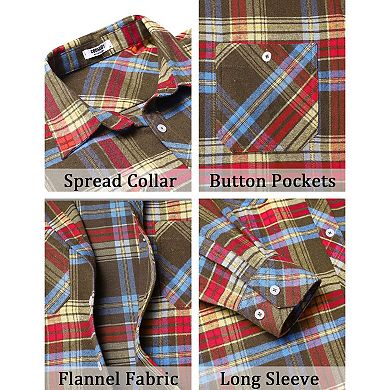COOFANDY Men's Flannel Plaid Shirts Long Sleeve Casual Button Down Shirt with Pockets