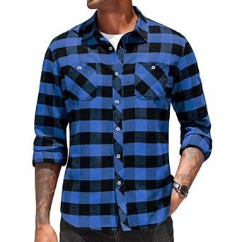 COOFANDY Men's Flannel Plaid Shirts Long Sleeve Casual Button Down Shirt with Pockets