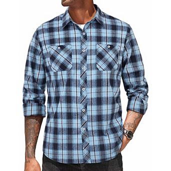 COOFANDY Men' Flannel Plaid Shirts Long Sleeve Casual Button Down Shirt with Pockets
