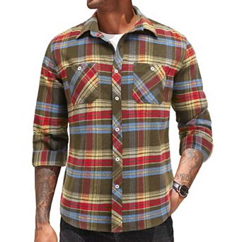 COOFANDY Men's Flannel Plaid Shirts Long Sleeve Casual Button Down Shirt with Pockets
