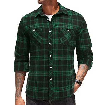 COOFANDY Men's Flannel Plaid Shirts Long Sleeve Casual Button Down Shirt with Pockets