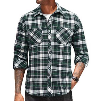 COOFANDY Men's Flannel Plaid Shirts Long Sleeve Casual Button Down Shirt with Pockets
