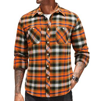COOFANDY Men's Flannel Plaid Shirts Long Sleeve Casual Button Down Shirt with Pockets
