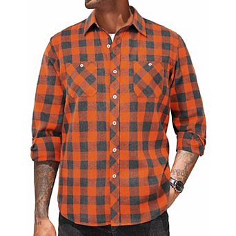 COOFANDY Men's Flannel Plaid Shirts Long Sleeve Casual Button Down Shirt with Pockets