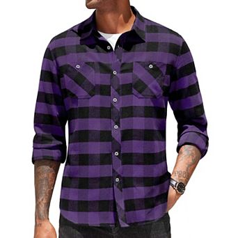 COOFANDY Men's Flannel Plaid Shirts Long Sleeve Casual Button Down Shirt with Pockets