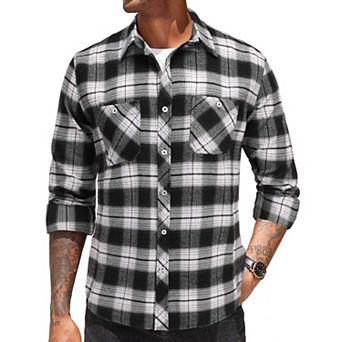 COOFANDY Men's Flannel Plaid Shirts Long Sleeve Casual Button Down Shirt with Pockets