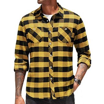 COOFANDY Men's Flannel Plaid Shirts Long Sleeve Casual Button Down Shirt with Pockets