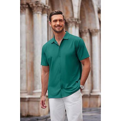 COOFANDY Men's Casual Shirts Short Sleeve Muscle Fit Button Down Shirts Summer Shirt