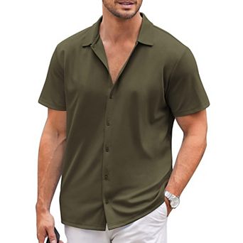COOFANDY Men's Casual Shirts Short Sleeve Muscle Fit Button Down Shirts Summer Shirt