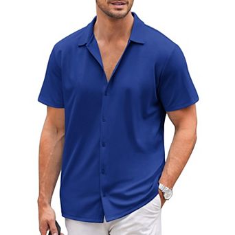 COOFANDY Men's Casual Shirts Short Sleeve Muscle Fit Button Down Shirts Summer Shirt