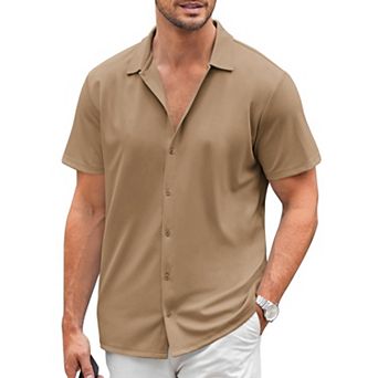 COOFANDY Men's Casual Shirts Short Sleeve Muscle Fit Button Down Shirts Summer Shirt